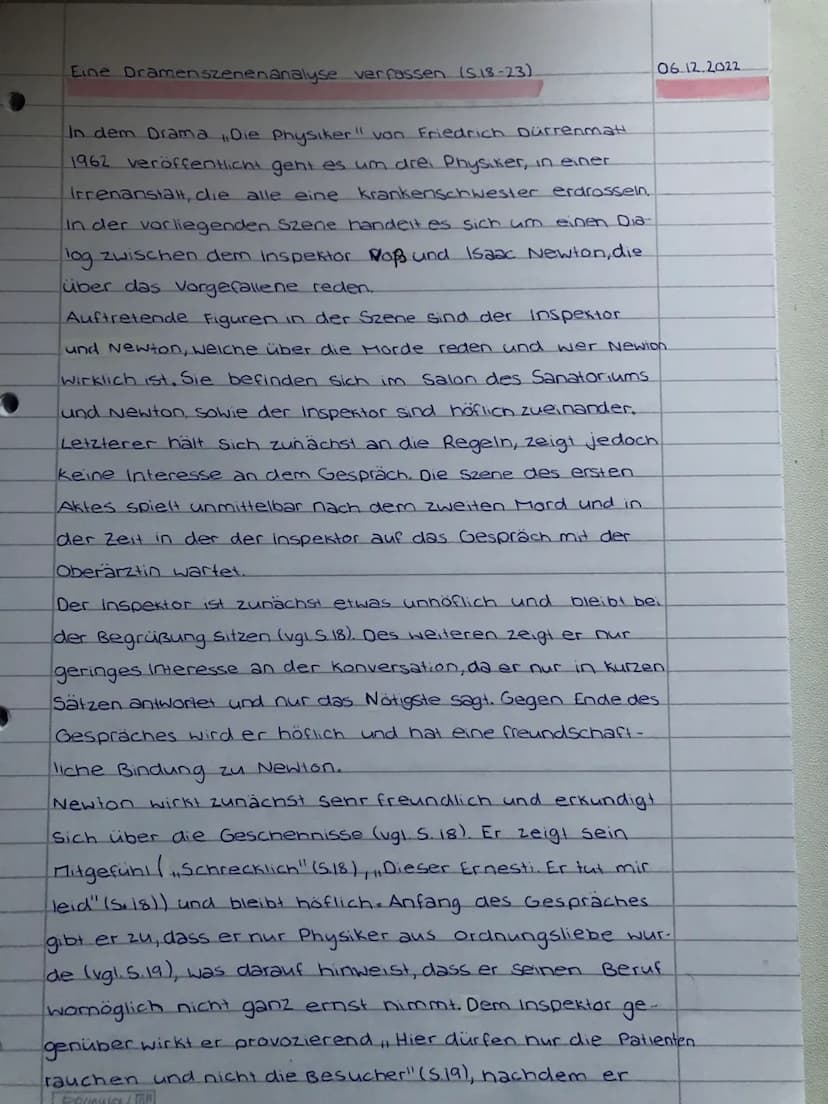 Eine Dramenszenenanalyse verfassen (s.18-23)
06.12.2022
In dem Drama "Die Physiker" von Friedrich Dürrenmatt
1962 veröffentlicht geht es um 