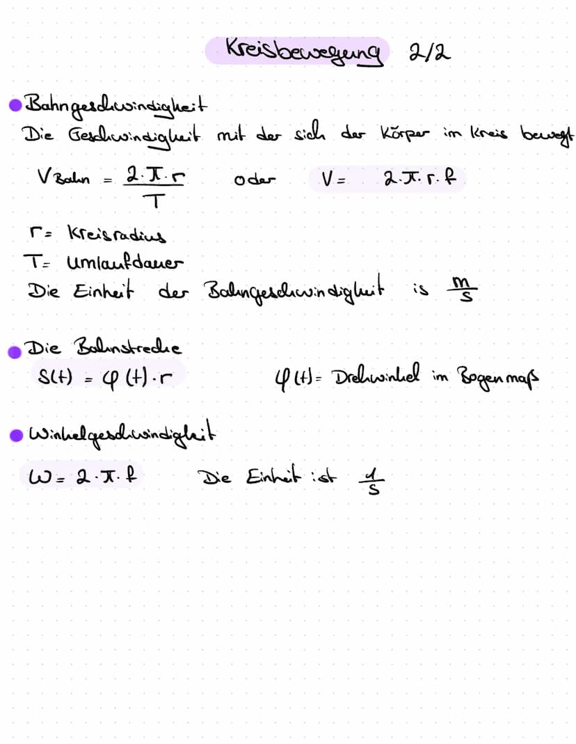 Kreis bewegung 1/2
Ein Körper, der sich auf einer
eine Kreisbewegung.
ZO
Kreisumlauf benötigt
Kreislinie bewegt, macht
• Umlaufdauer T = Zei