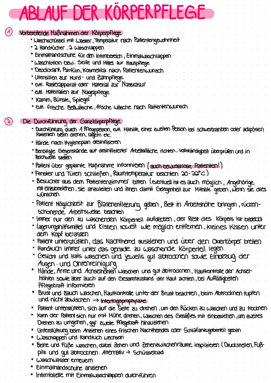 ABLAUF DER KÖRPERPFLEGE
Vorbereitende Maßnahmen der Körperpflege
• Waschschüssel mit Wasser, Temperatur nach Patientengewohnheit
●
2 Handtüc