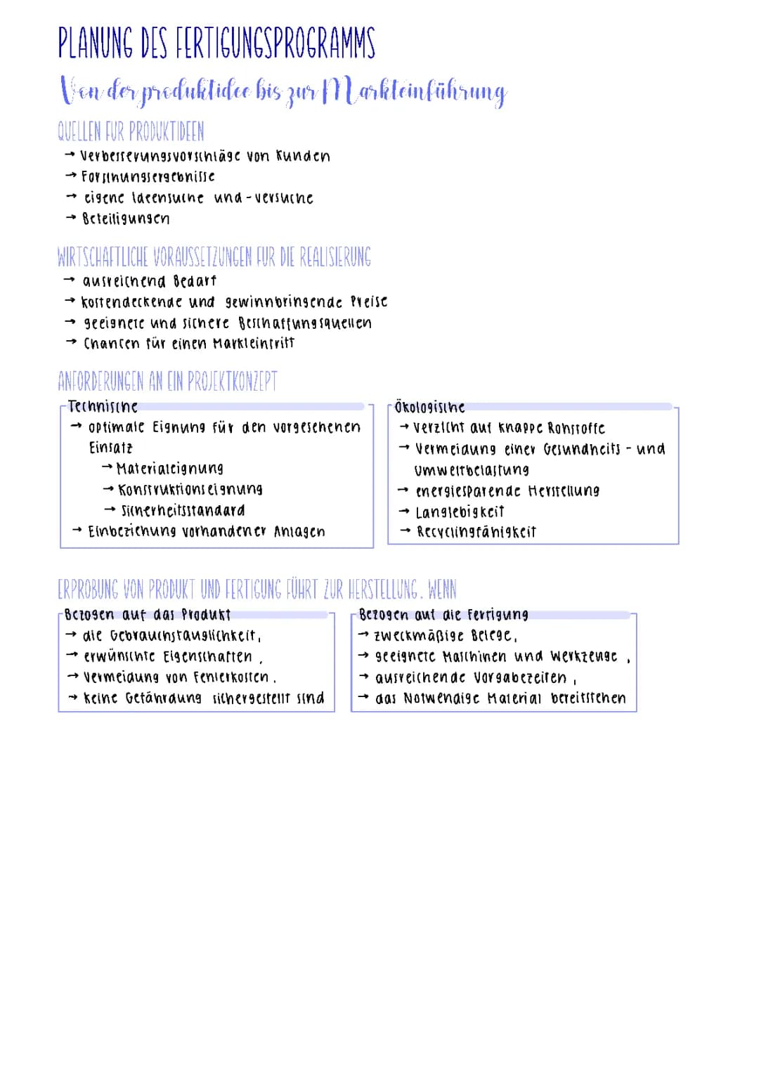 Planung des Fertigungsprogramms