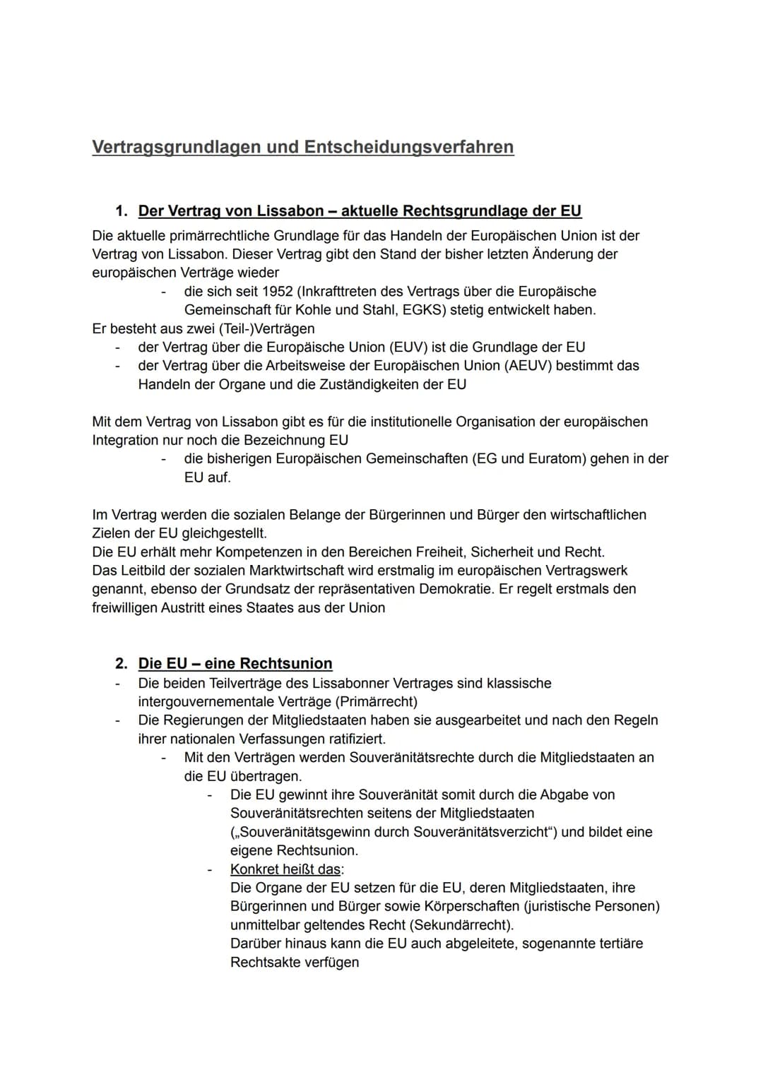 Die Europäische Union (EU)
Etappen der europäischen Einigung:
1949: Gründung des Europarates mit Sitz in Straßburg.
1951: Gründung der Europ