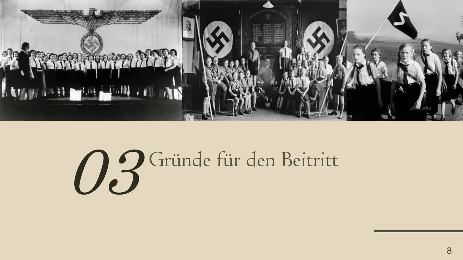 BUND DEUTSCHER MÄDEL
(BDM) Inhaltsverzeichnis
01
Allgemein
04
Vom Mädchen
zur Frau in der
NS-Zeit
02
Entwicklung
05
Inhalte der
Jugendarbeit