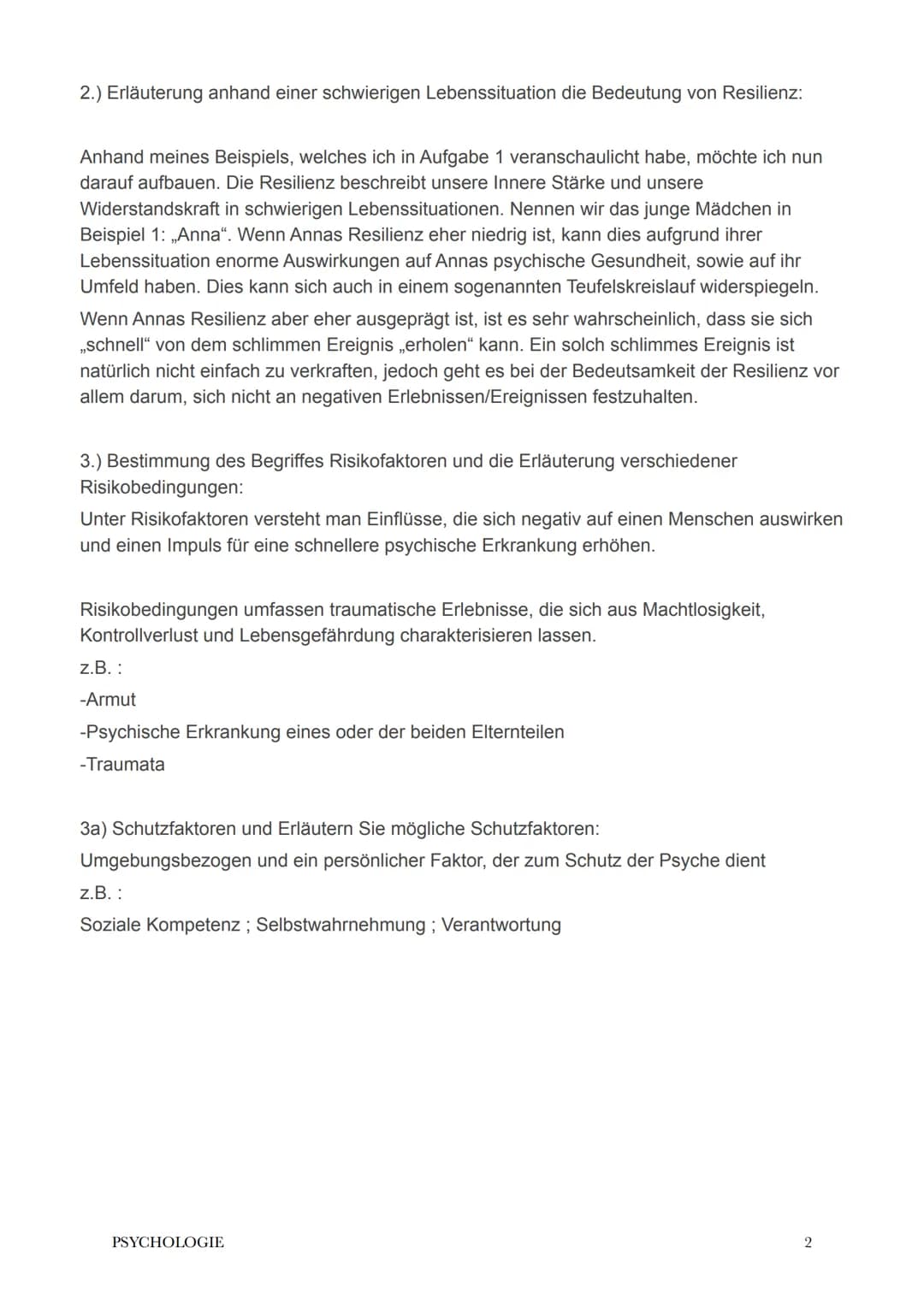 Sandra Schaefer
Pädagogik/Psychologie
9. Februar 2021
Psychische Widerstandsfähigkeit
1.)
Definition der Begriffe Resilienz und Vulnerabilit