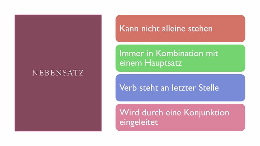 HAUPT- &
NEBENSÄTZE HAUPTSÄTZE
●
●
Können alleine stehen
Verb steht immer an erster oder zweiter Stelle im
Hauptsatz NEBENSATZ
Kann nicht al