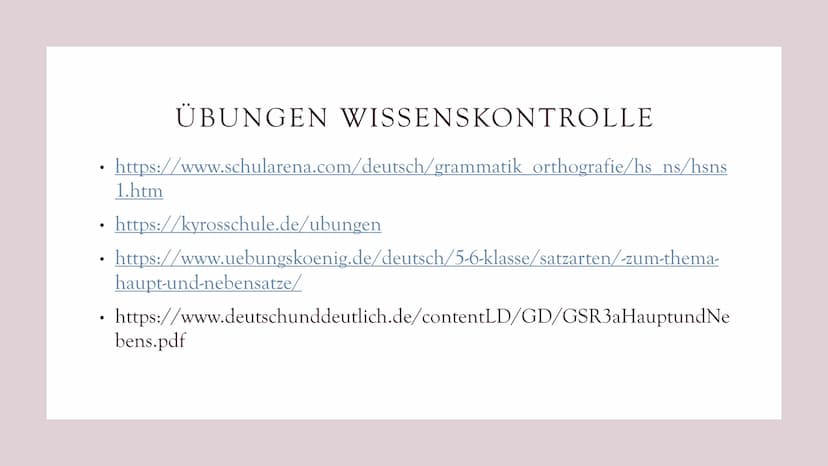 HAUPT- &
NEBENSÄTZE HAUPTSÄTZE
●
●
Können alleine stehen
Verb steht immer an erster oder zweiter Stelle im
Hauptsatz NEBENSATZ
Kann nicht al