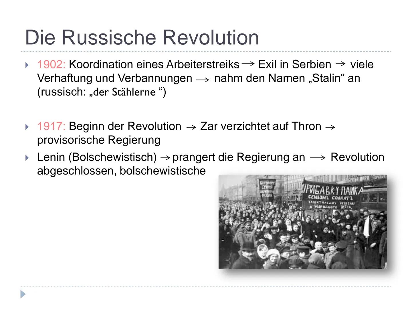 Die Herrschaft Stalins # Gliederung

► Wer war Josef Stalin?

Frühes Leben

Die Russische Revolution

► Politische Übernahme

Großer Terror
