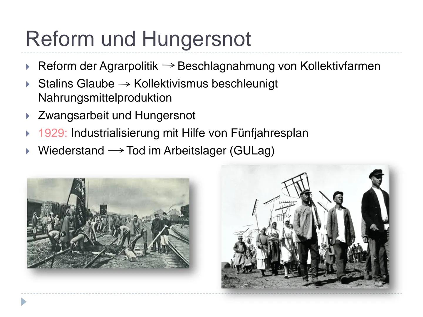 Die Herrschaft Stalins # Gliederung

► Wer war Josef Stalin?

Frühes Leben

Die Russische Revolution

► Politische Übernahme

Großer Terror
