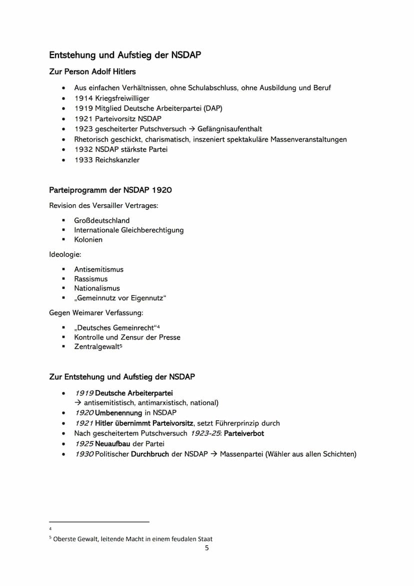 (Gründe für) Das Scheitern der Weimarer Republik
Ablehnung des Versailler Vertrags
● ,,Diktatfrieden" der Gewinnermächte
Deutschland musste 