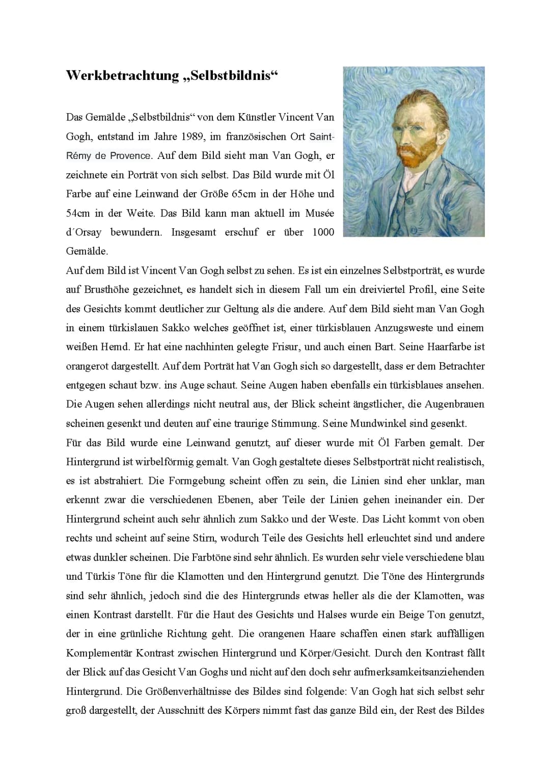 Selbstbildnis van Gogh 