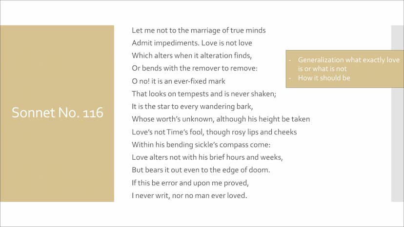 Sonnet 116
of Shakespeare Sonnet No. 116
Let me not to the marriage of true minds
Admit impediments. Love is not love
Which alters when it a
