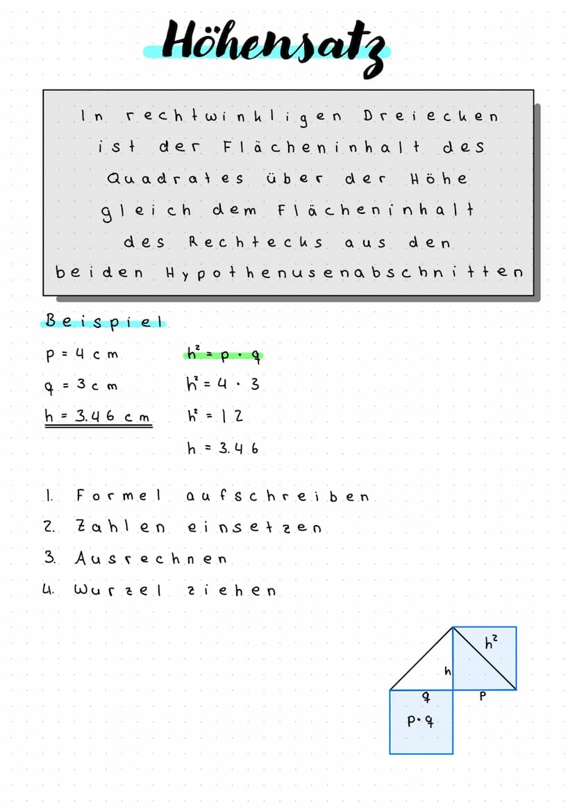 der
Satz des Pythagoras
In rechtwinkli en
g
ist
der
a =
die
Quadrate über
genauso
des
Beispiel
4 cm
b=5cm
Summe
1. Formel
дгов
Quadrates
C² 