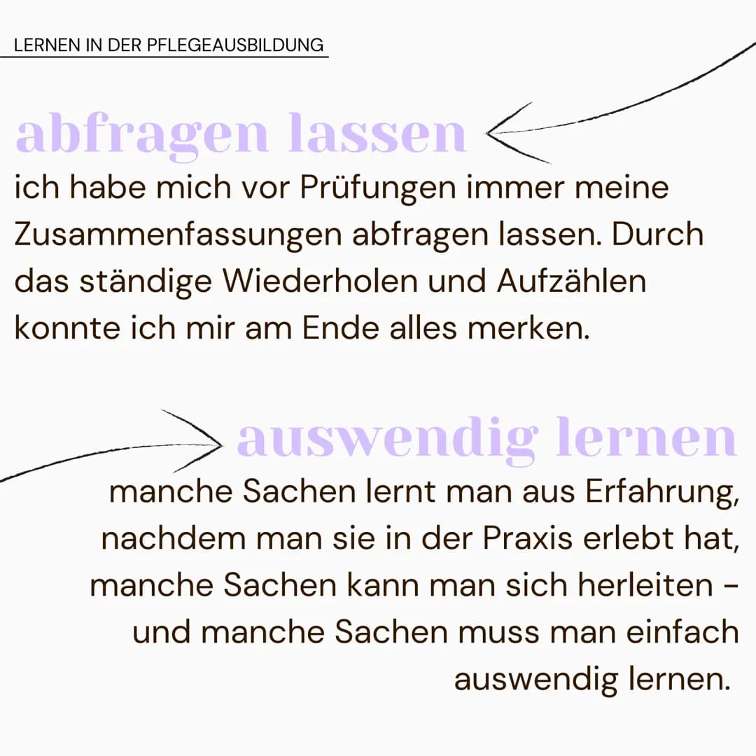 LERNEN IN DER PFLEGEAUSBILDUNG
allgemein
2
nicht nur einzelne (Klausur-)Fragen
lernen, sondern alles! es wird dich im
Berufsleben weiterbrin