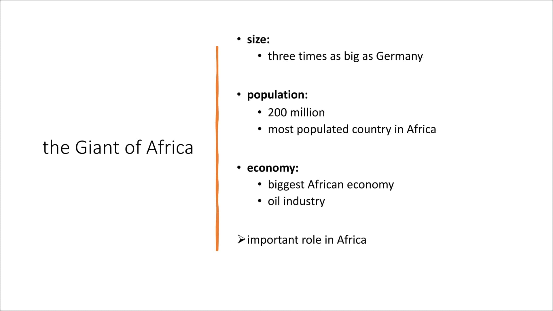 Nigeria General
Information
capital: Abuja
largest city: Lagos
• official language: English
largest river: Niger
• main religions: Islam, Ch