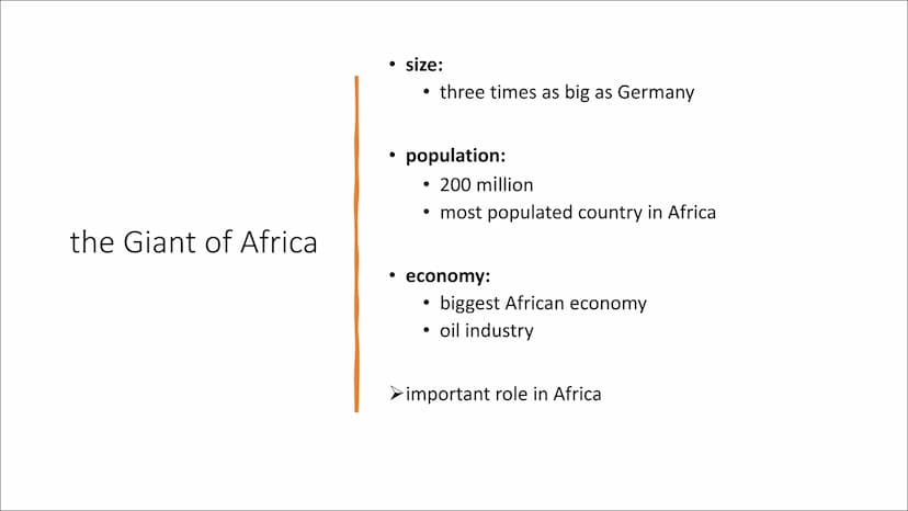 Nigeria General
Information
capital: Abuja
largest city: Lagos
• official language: English
largest river: Niger
• main religions: Islam, Ch