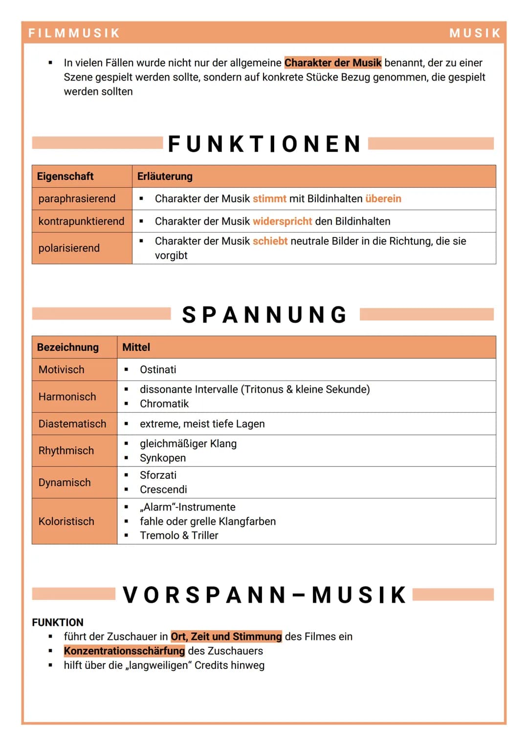 FILMMUSIK
FILMMUSIK
FILMMUSIK
→ Musik, die speziell für einen Film neu komponiert, oder aus bereits vorhandenen
klassischen, populären und a