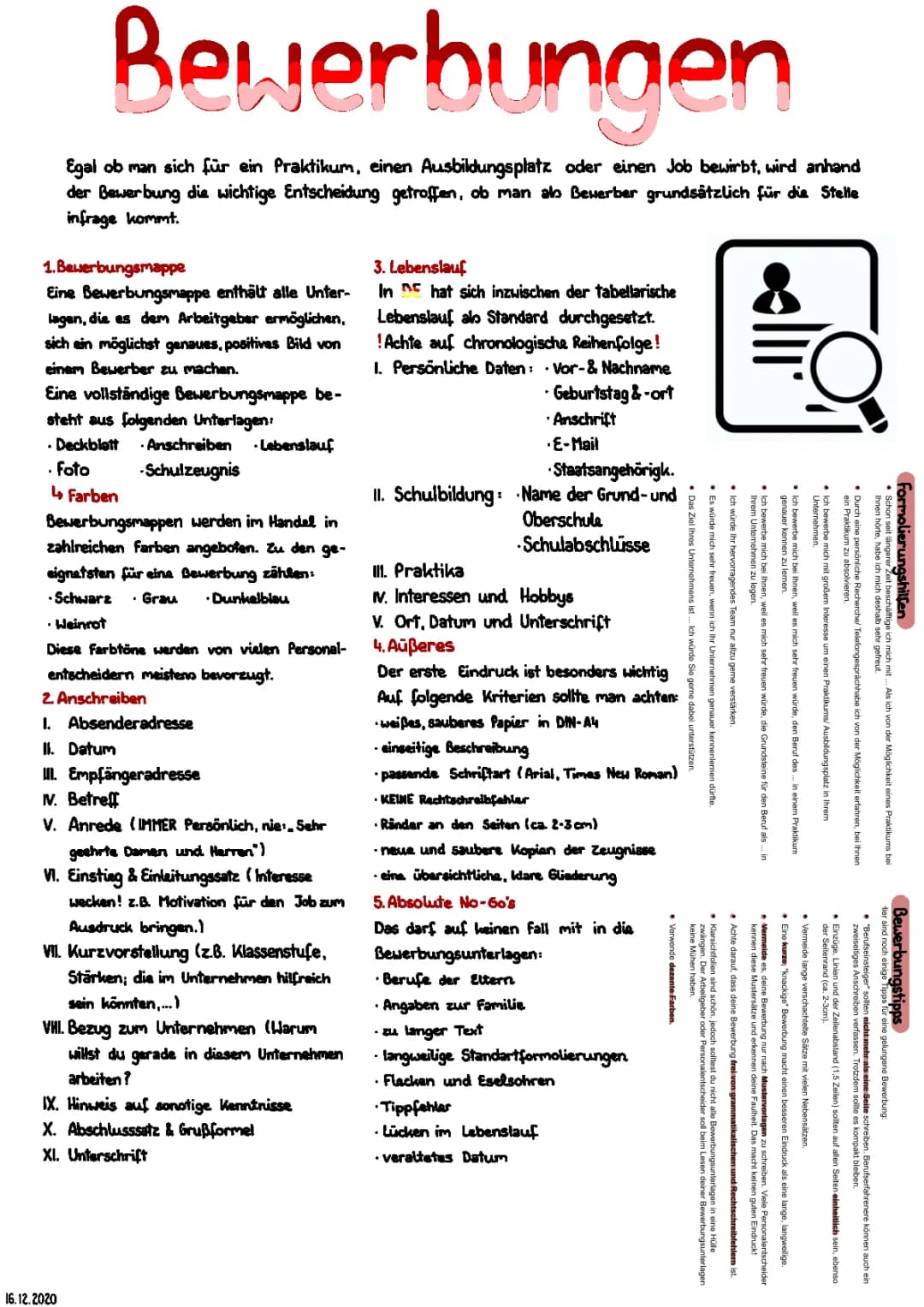 Eine Bewerbung schreiben