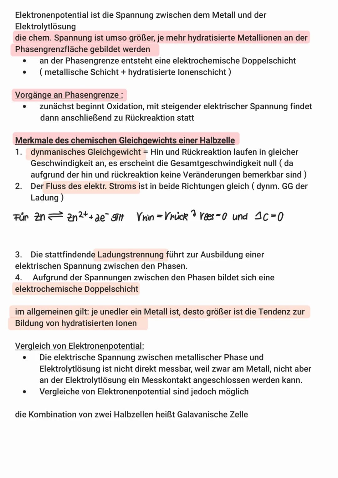 2. Das Elektronenpotential
Es geht um die Untersuchungen bei einer Elektrolytlösung (Salzlösung /
Zinksulfatlösung) und Metall (Zinkblech)
(