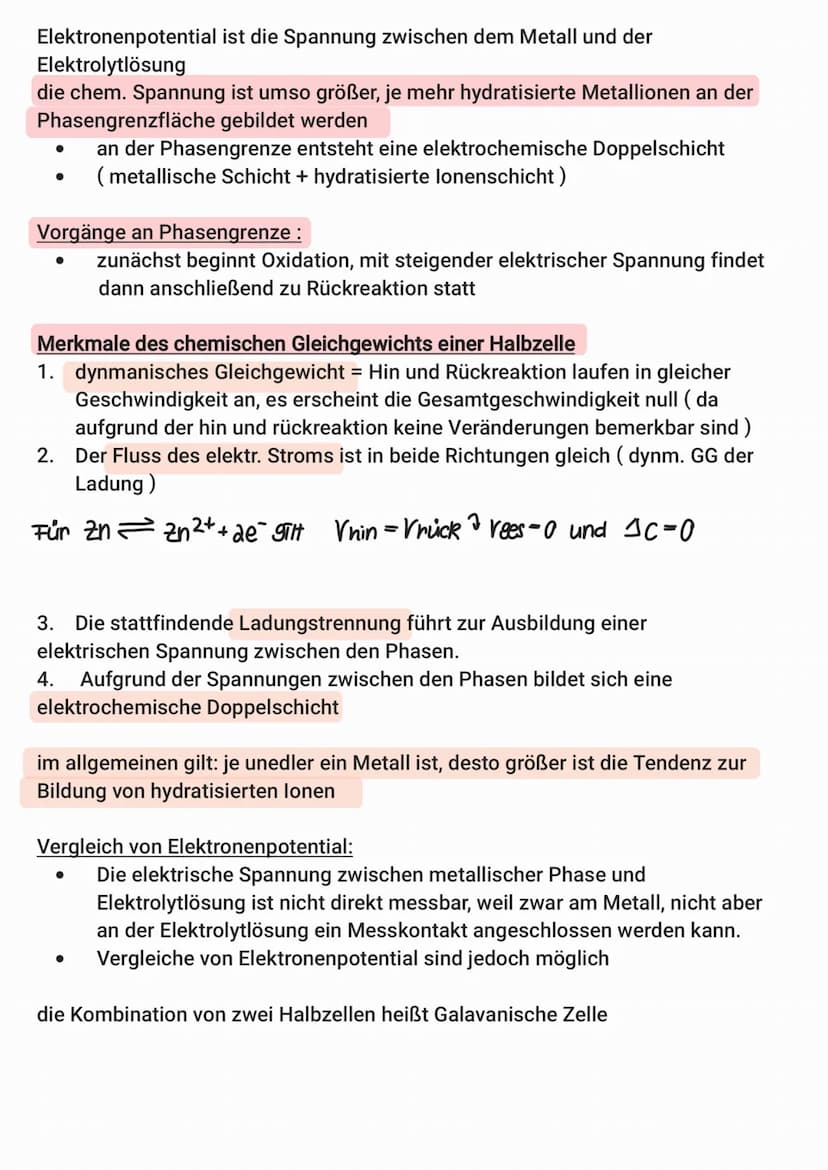 2. Das Elektronenpotential
Es geht um die Untersuchungen bei einer Elektrolytlösung (Salzlösung /
Zinksulfatlösung) und Metall (Zinkblech)
(