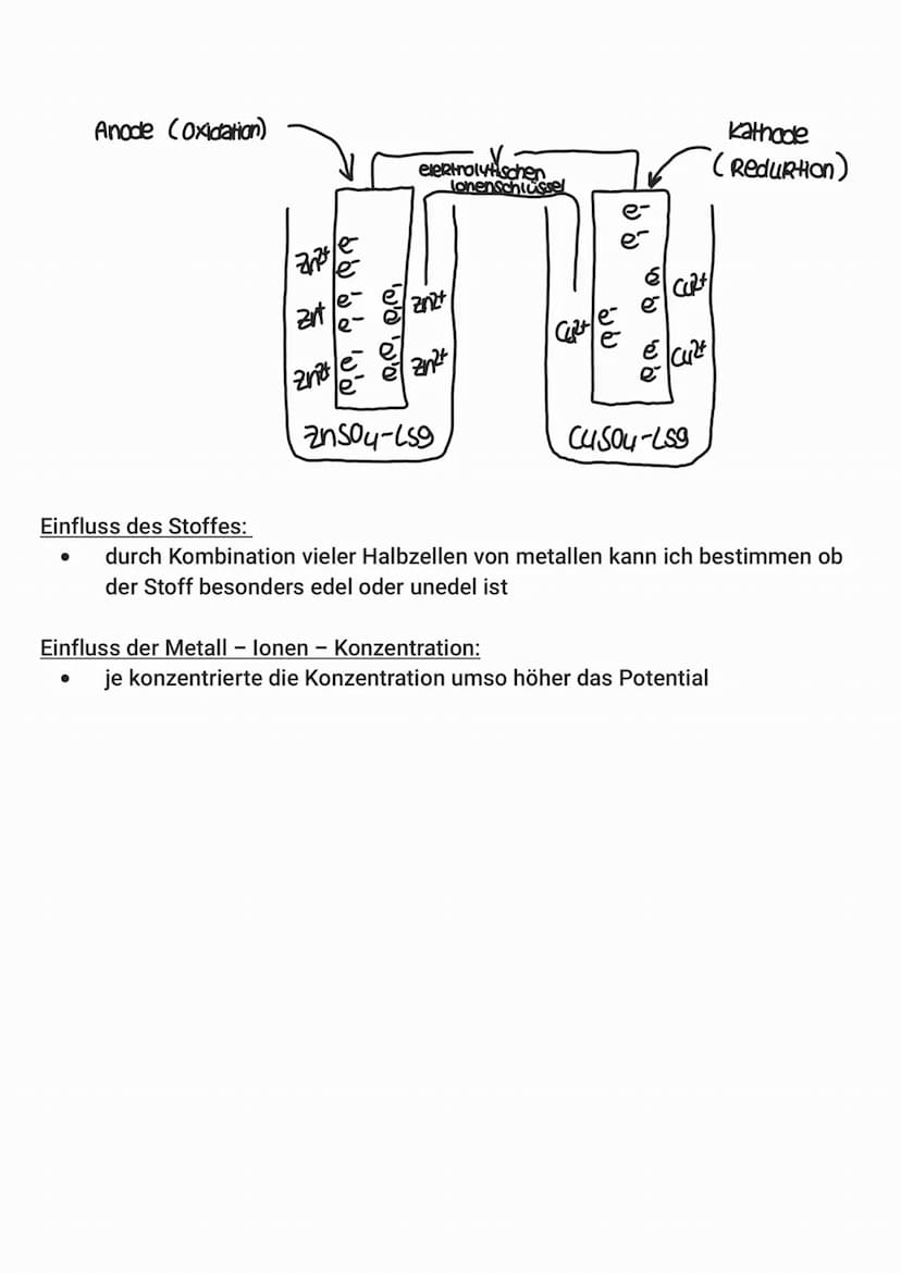 2. Das Elektronenpotential
Es geht um die Untersuchungen bei einer Elektrolytlösung (Salzlösung /
Zinksulfatlösung) und Metall (Zinkblech)
(