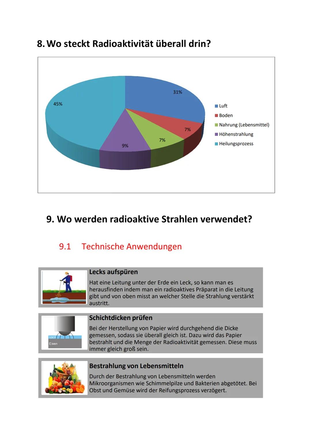 Physik Handout: Die Radioaktivität
Inhaltsverzeichnis
1. Was ist die Radioaktivität?
1.1 natürliche Radioaktivität
1.2 künstliche Radioaktiv