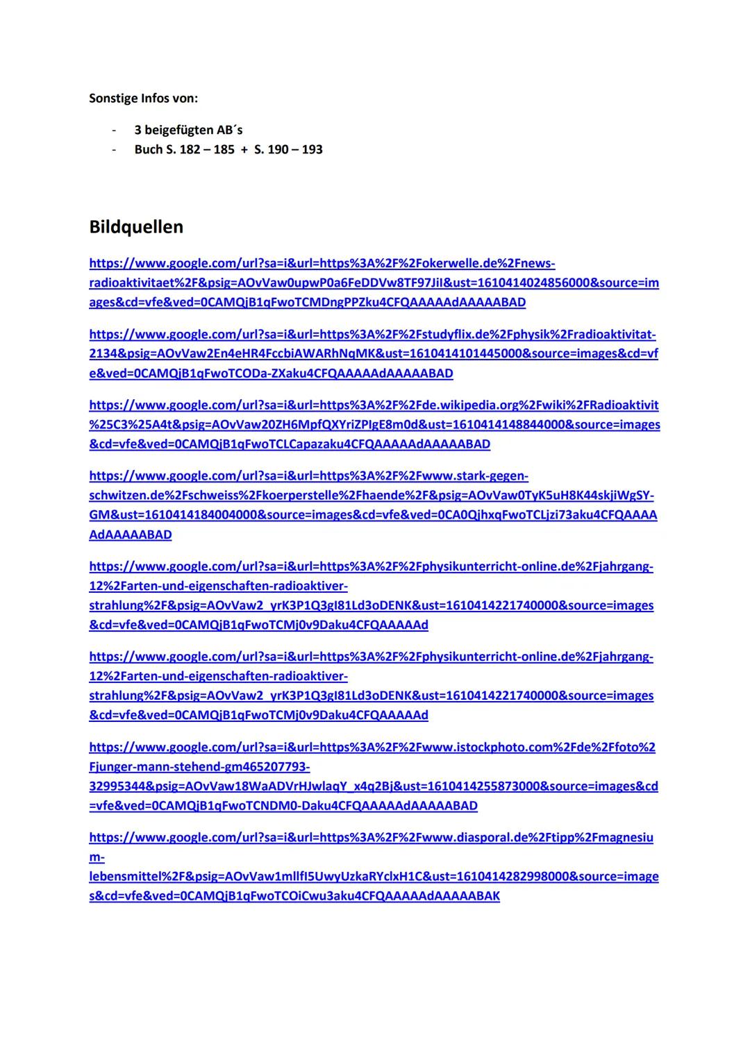 Physik Handout: Die Radioaktivität
Inhaltsverzeichnis
1. Was ist die Radioaktivität?
1.1 natürliche Radioaktivität
1.2 künstliche Radioaktiv