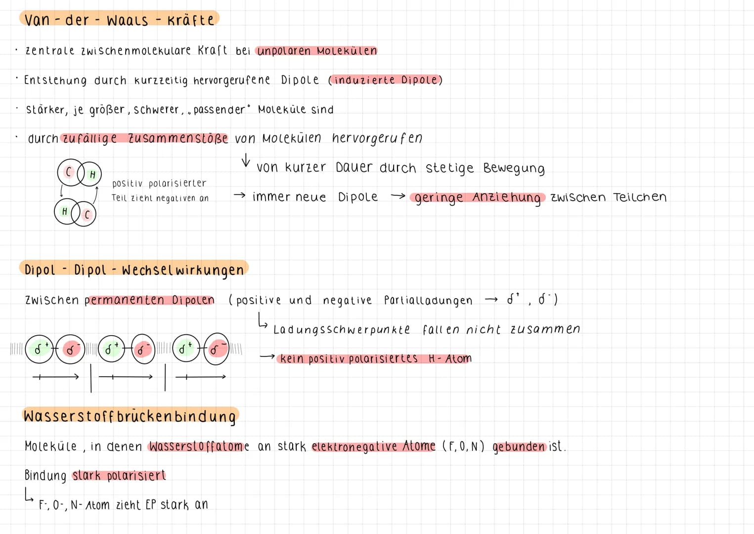 Zwischenmolekulare Kräfte
ΔΕΝ < 0,4 nur unpolare EPB
(Richtwert)
+
symmetrische
Ladungsverteilung
Bildung eines kurzzeitigen
Dipols durch as