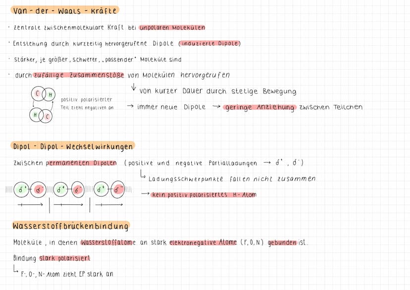 Zwischenmolekulare Kräfte
ΔΕΝ < 0,4 nur unpolare EPB
(Richtwert)
+
symmetrische
Ladungsverteilung
Bildung eines kurzzeitigen
Dipols durch as
