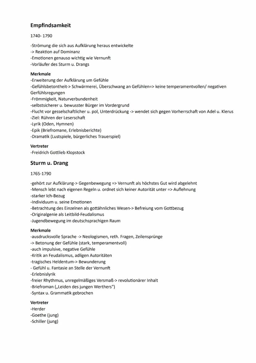 Epochen
Überblick
Barock (1600-1720)
1600
1650
1700
Aufklärung (1720-1800)
1750
Romantik (1785-1848)
Empfindsamkeit (1740-1790)
Vormärz (181