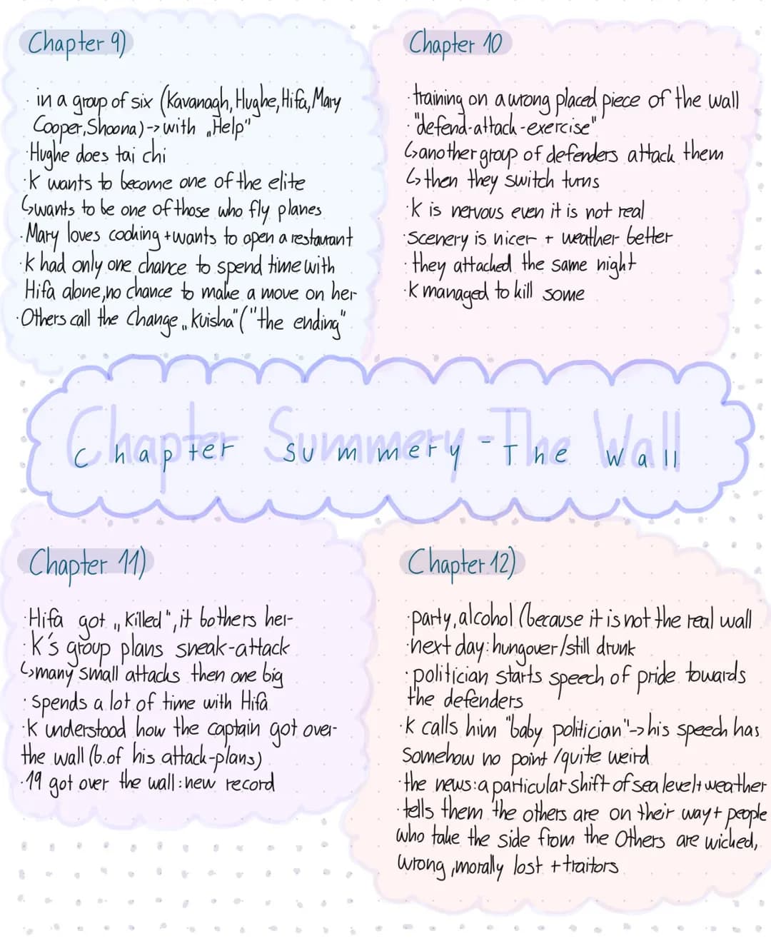 Chapter 1)
· arrival at the wall
wall gets described as cold
· everybody who gets there has to stay
2 years (if nothing goes wrong)
· explai