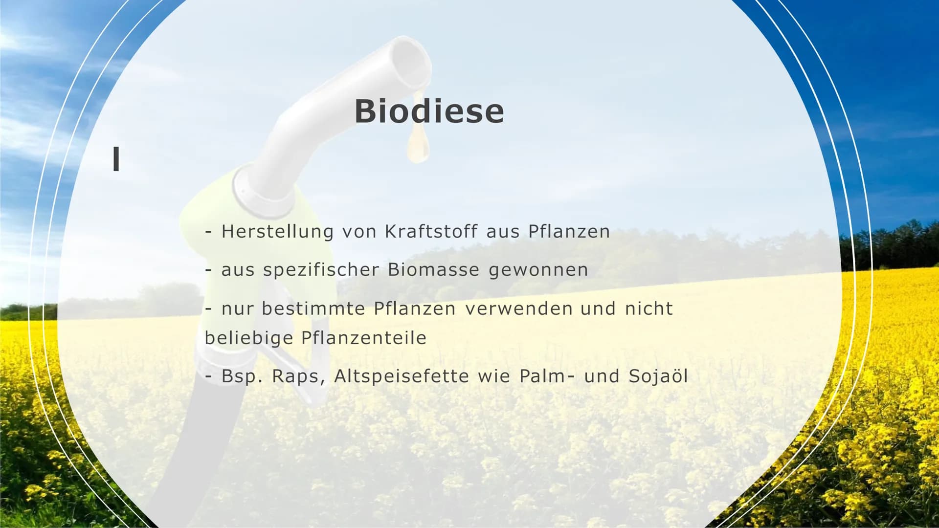 Bedeutung der Sonne
als Energiespender
Biomasse Gliederung
- Erklärung von Biomasse
- Fotosynthese
- CO₂-Kreislauf
Methan
Ethanol Erklärung 