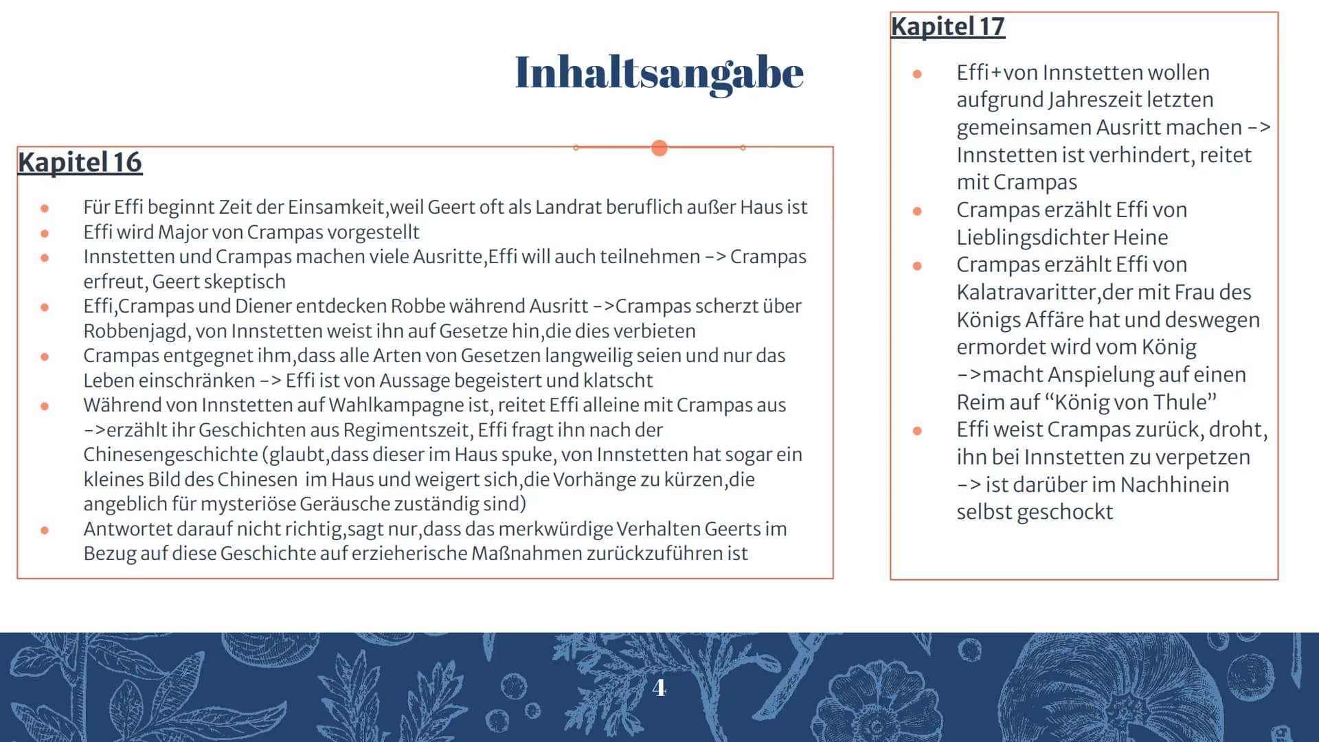 Effi Briest
Von Theodor Fontane
Präsentiert von Inhaltsverzeichnis
Inhaltsangabe
Personenkonstellation und Besetzung
Spannungskurve
Lageplan