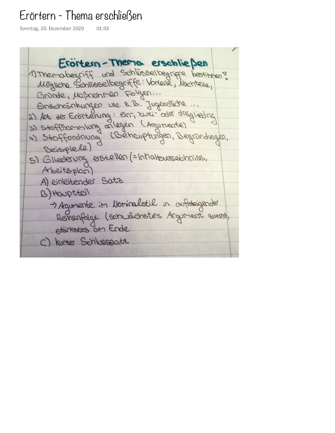 Erörtern - Thema erschließen 
