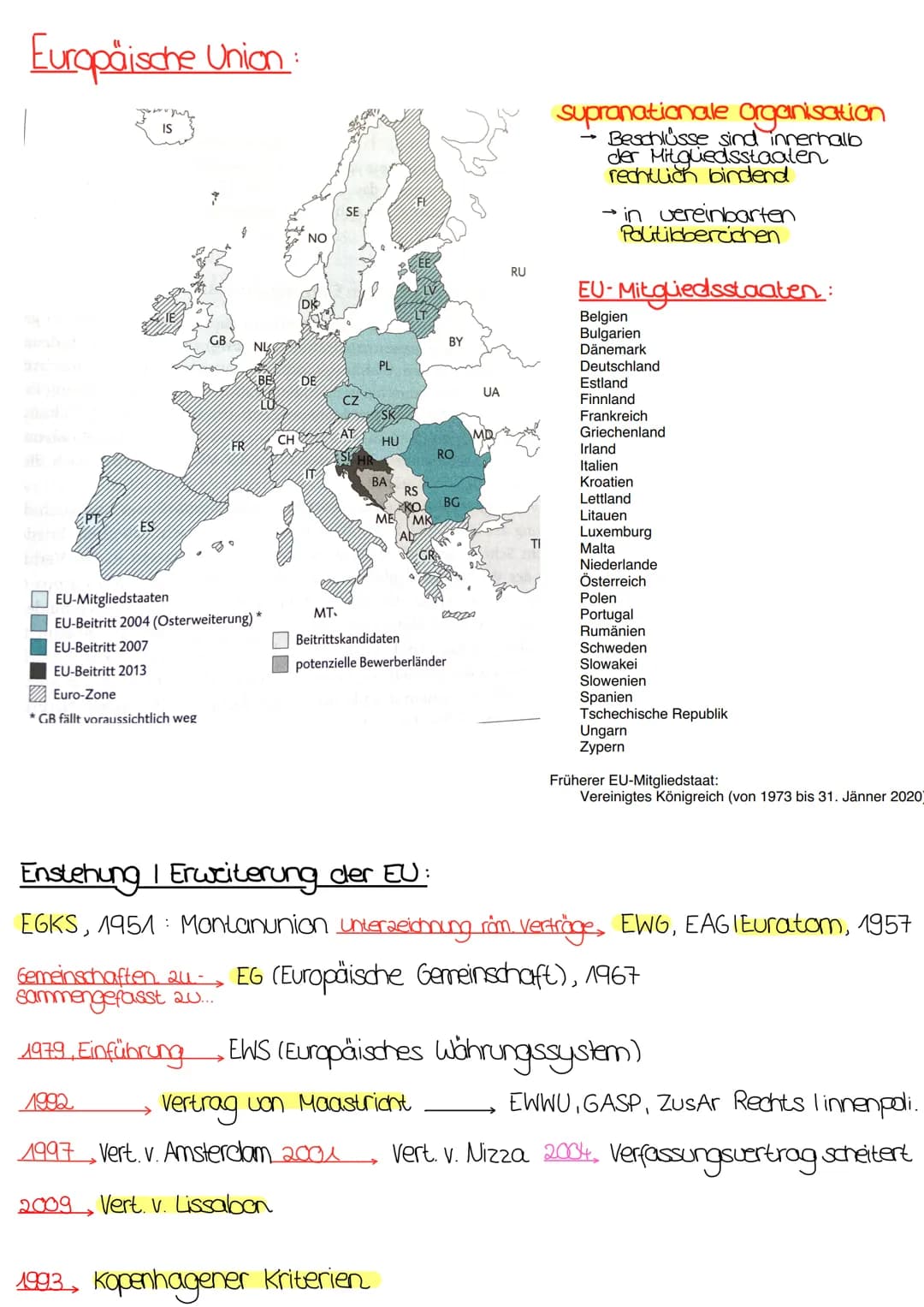 europäische Chion Europäische Union :
EPT
ES
IS
FR
NE
EU-Mitgliedstaaten
EU-Beitritt 2004 (Osterweiterung) *
EU-Beitritt 2007
EU-Beitritt 20