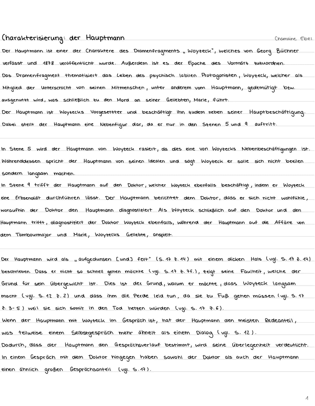(harakterisierung: der Hauptmann
Der Hauptmann ist einer der Charaktere. des Dramenfragments"Woyzeck", welches von Georg Büchner
verfasst un
