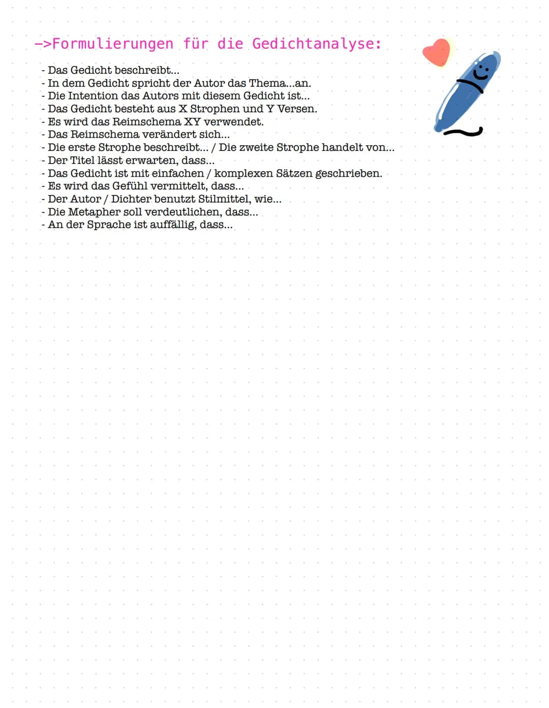 Einleitung:
1) Welchen Titel trägt das Gedicht?
2) Wer ist der Autor des Gedichtes?
3) Wann ist das Gedicht erschienen?
-> Erscheinungsjahr
