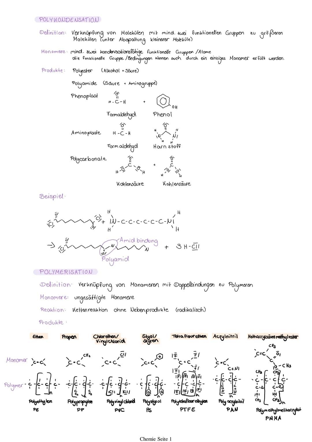 Lernzettel Kunststoffe
Freitag, 5. März 2021 19:19
MERHALE/EIGENSCHAFTEN
organische Verbindung aus Kohle, Cellulose, Erdöl, Erdgas... (natür