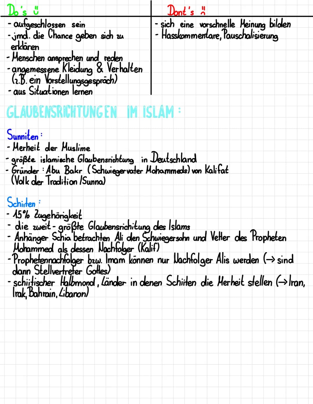 R
E
ALLGEMEINE INFOS ZUM ISLAM :
1. Wann entstand der Islam?
610 n. Chr.
2. Wer gründete den Islam?
Hohammed (der Geprisene)
G
3. Wie heißt 
