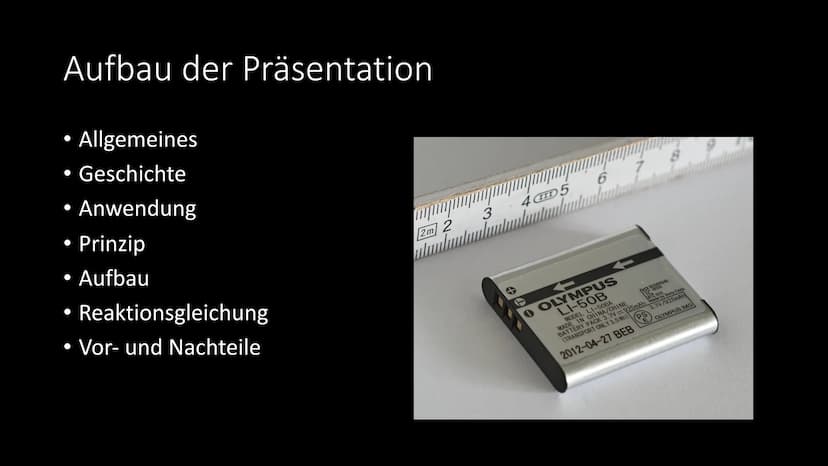 
<h2 id="allgemeines">Allgemeines</h2>
<p>Der Lithium-Ionen-Akku ist eine elektrochemische Spannungsquelle, die auf der Basis von Lithium fu