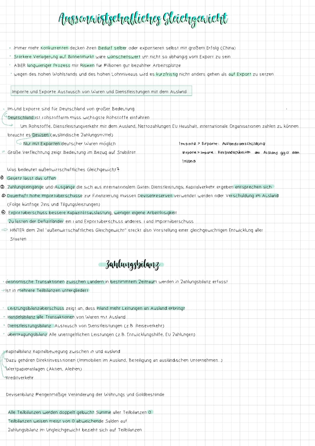 Magisches Viereck- Außenwirtschaftliches Gleichgewicht, Zahlungsbilanz 