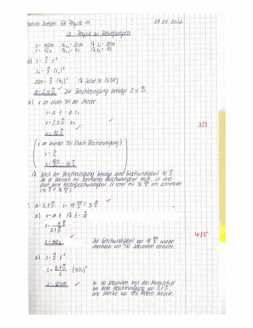 ame: Chantal Dietzel
3. Lk Grundkurs Physik 11
(hilfsmittelfrei- ohne Tafelwerk und ohne Taschenrechner)
1.) Zwei Schüler führen ein physika