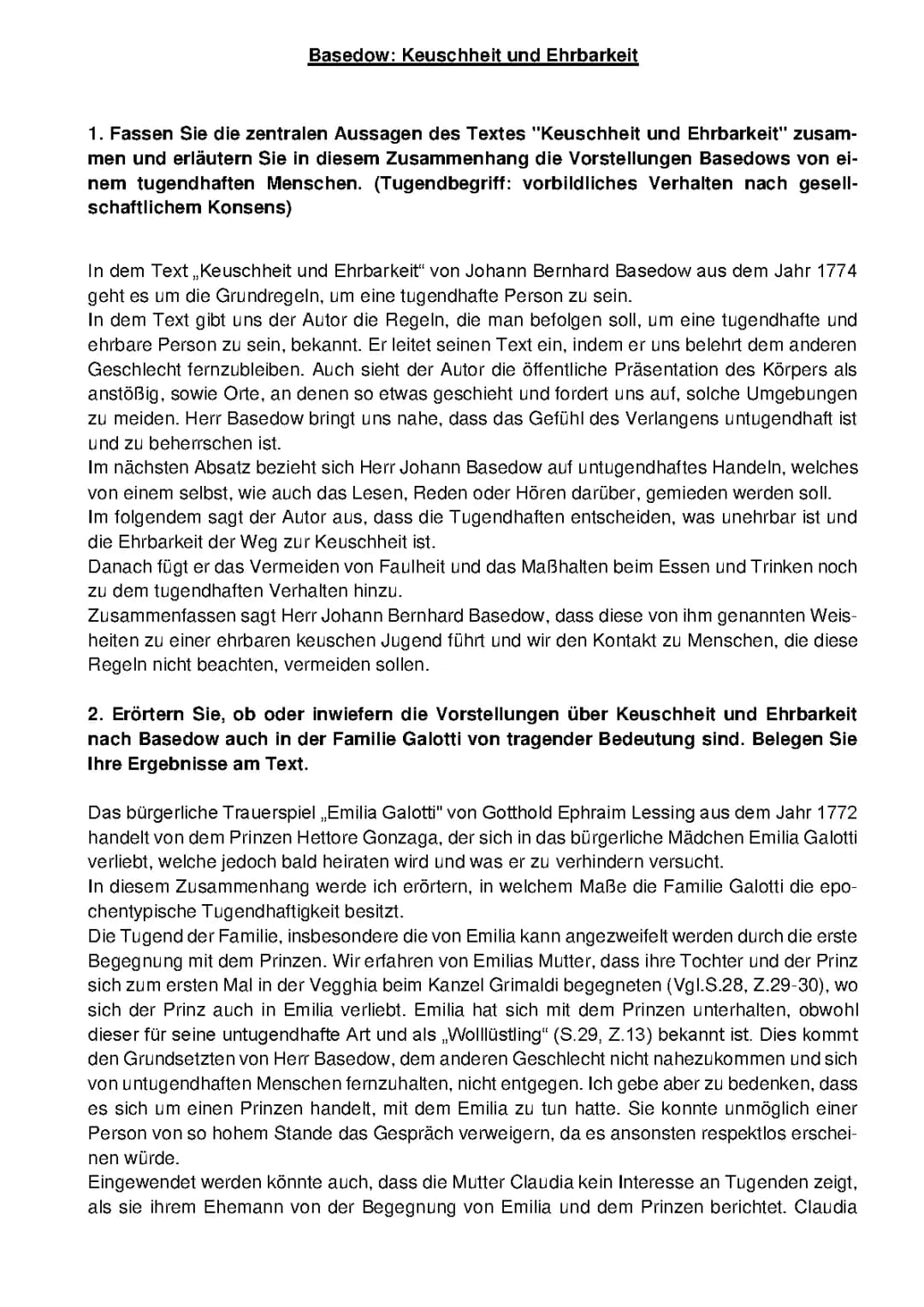 Emilia Galotti Zusammenfassung und Analyse: 2 Aufzug 4 Auftritt Szenenanalyse und Dialoganalyse