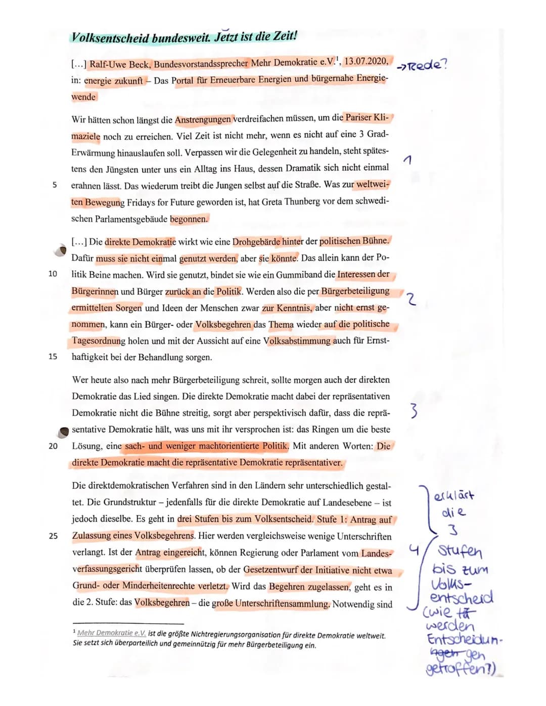 EF Sozialwissenschaften/Wirtschaft (Cre, Grm, Hak, Sae)
Thema:
Quelle:
1. Klausur
Direkte Demokratie - auch bundesweit?
Ralf-Uwe Beck, Bunde