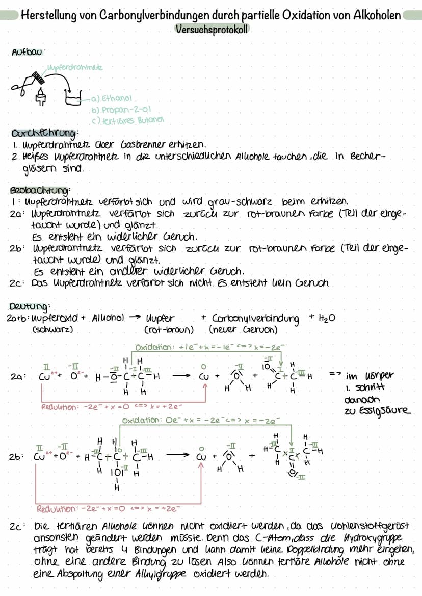 hydrophil + lipophob.
Umso größer umso uleiner
der Alhylrest der Aluylrest
hydrophob lipophil
Nachweisreautionen:
Fehling-Probe.
Silberspleg