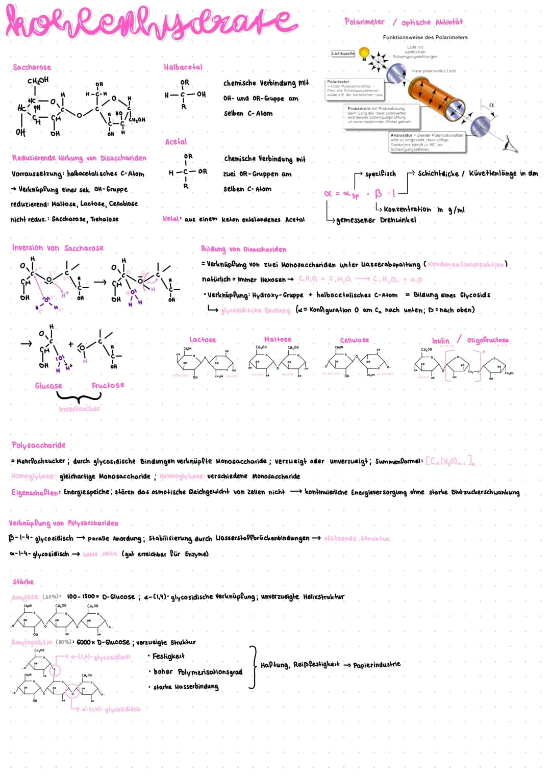hohlenhydrate
·Polyhydroxycarbonylverbindungen
Endung -ose" -> Zucker
I Monosaccharide
Einfachzucker
Einteilung nach Anzahl der c-Atome
Hexo