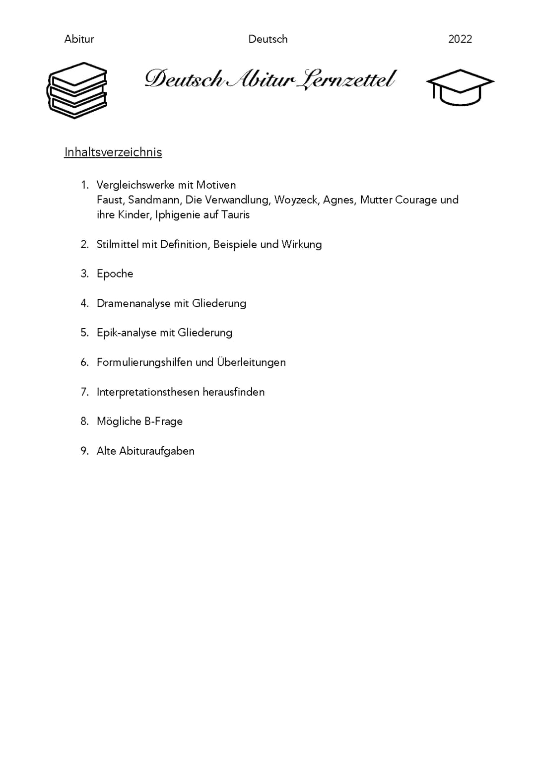 Deutsch Abitur 2023: Lernzettel, Aufgaben und Zusammenfassungen