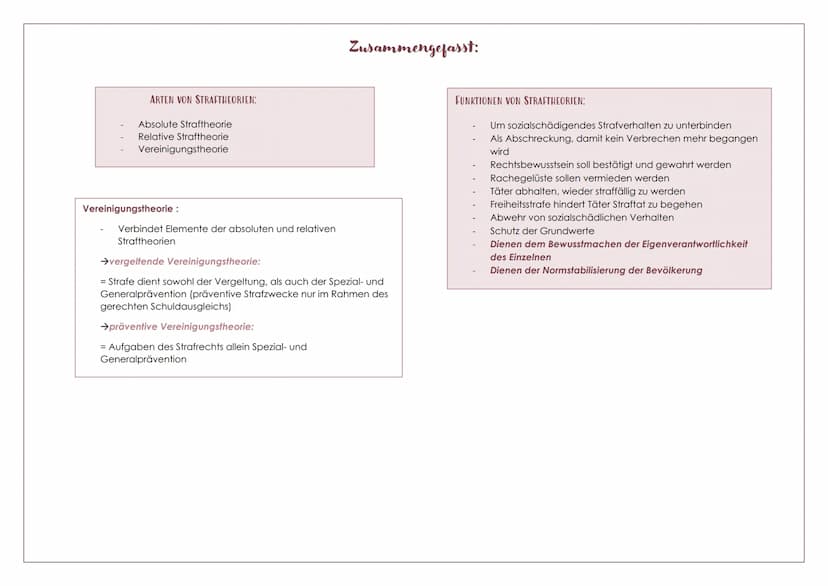 ABSOLUTE STRAFTHEORIE
= Strafe ist zweckfrei (Grund der strafe liegt bei allein bei der
Tat, die auszugleichen ist Schulausgleich, Vergeltun