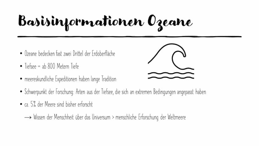 
<h2 id="basisinformationenozeane">Basisinformationen Ozeane</h2>
<p>Die Ozeane bedecken fast zwei Drittel der Erdoberfläche, und die Tiefse