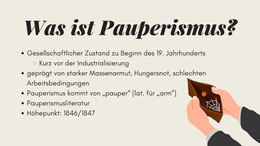 Pauperismus
Greta Schwilling Gliederung
Was ist Pauperismus?
Ursachen
Lebensverhältnisse
Ausweg
Zusammenhang mit
Woyzeck
2595
GARTOON
AND SH