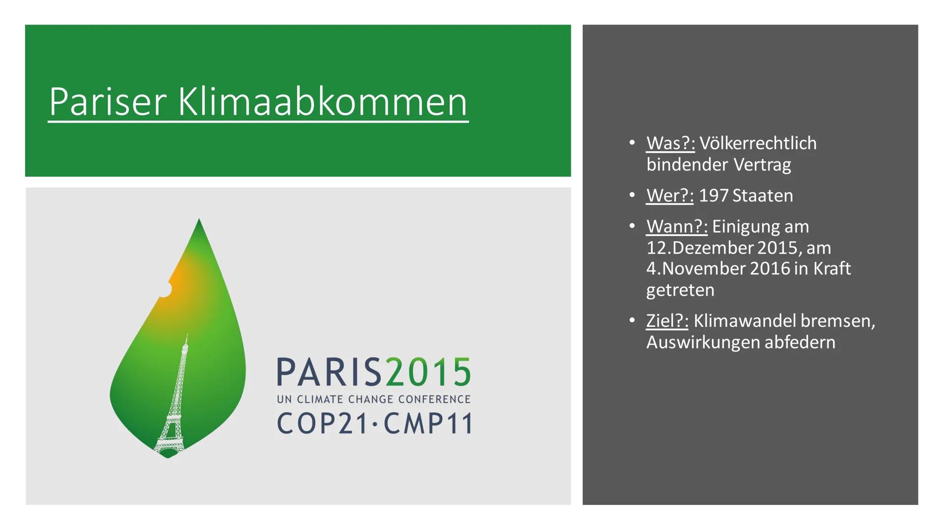 Ursachen und Folgen des
Klimawandels
Sozialkunde GK 13 Inhalt
Einstieg
Ursachen (anthropogene Einflüsse)
Folgen
Politische Reaktionen (Paris