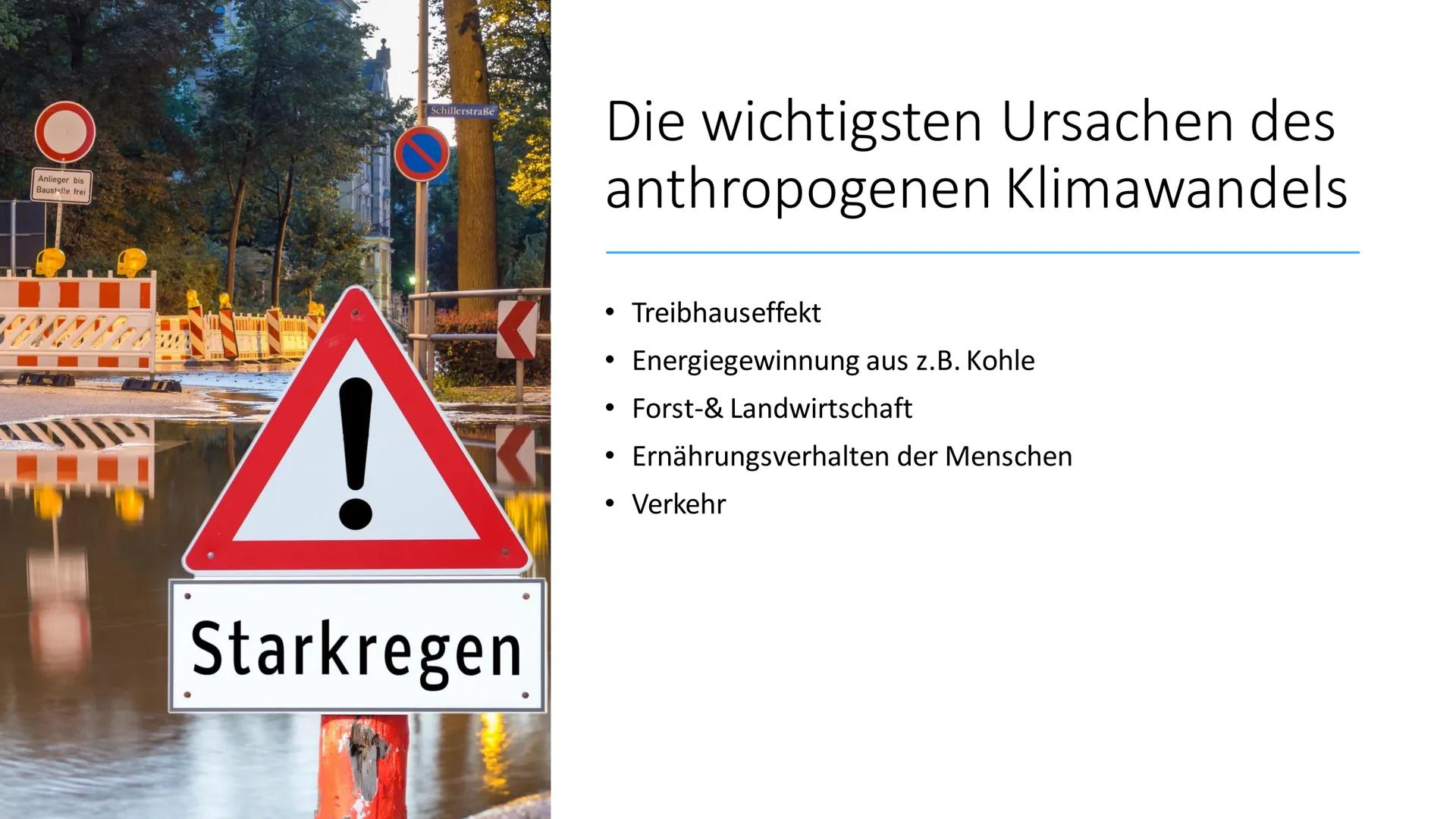 Ursachen und Folgen des
Klimawandels
Sozialkunde GK 13 Inhalt
Einstieg
Ursachen (anthropogene Einflüsse)
Folgen
Politische Reaktionen (Paris